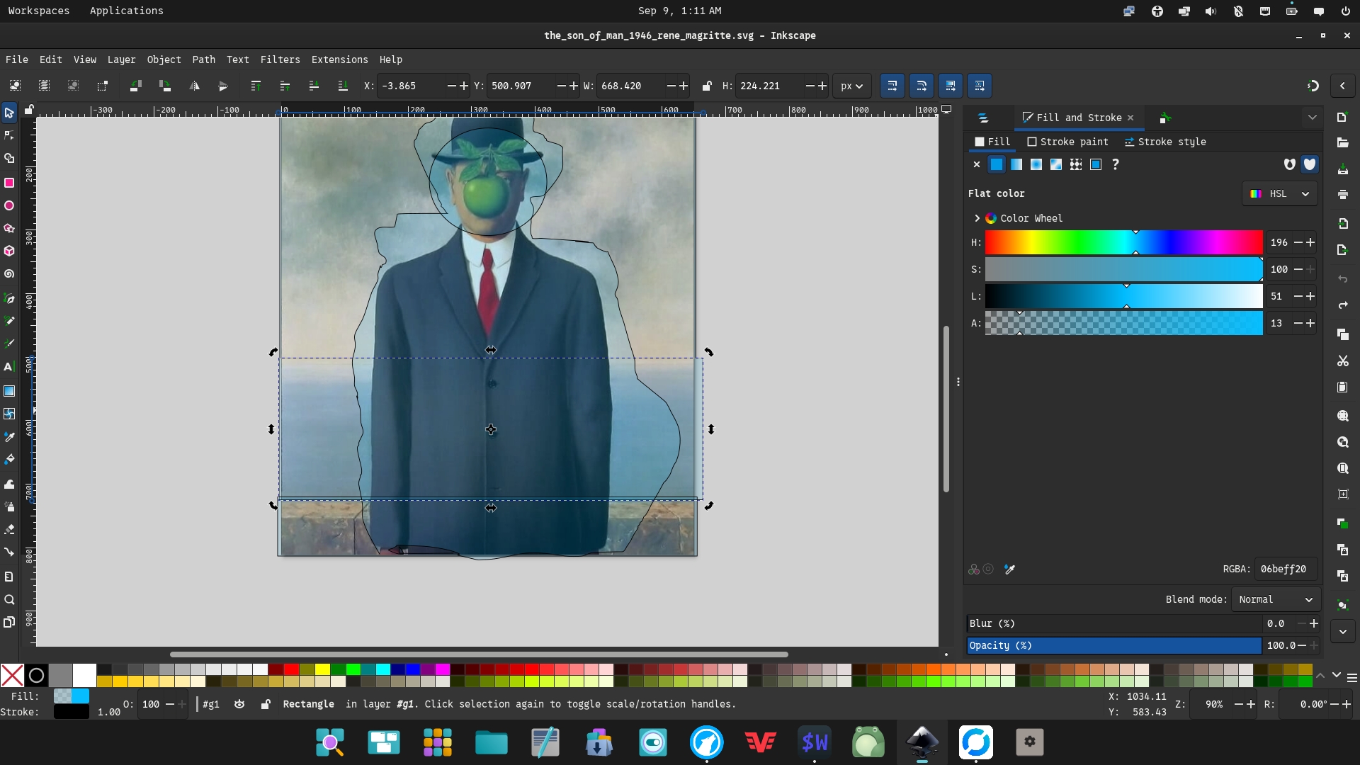 Screenshot showing the image from earlier with a blue overlay instead of black