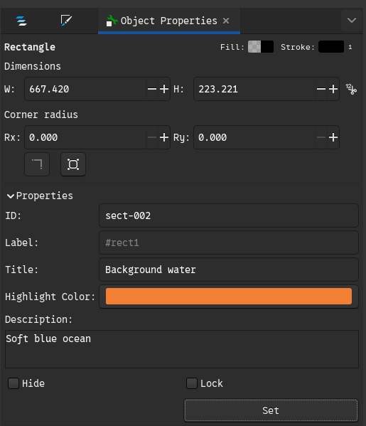 Screenshot showing the expanded Properties section