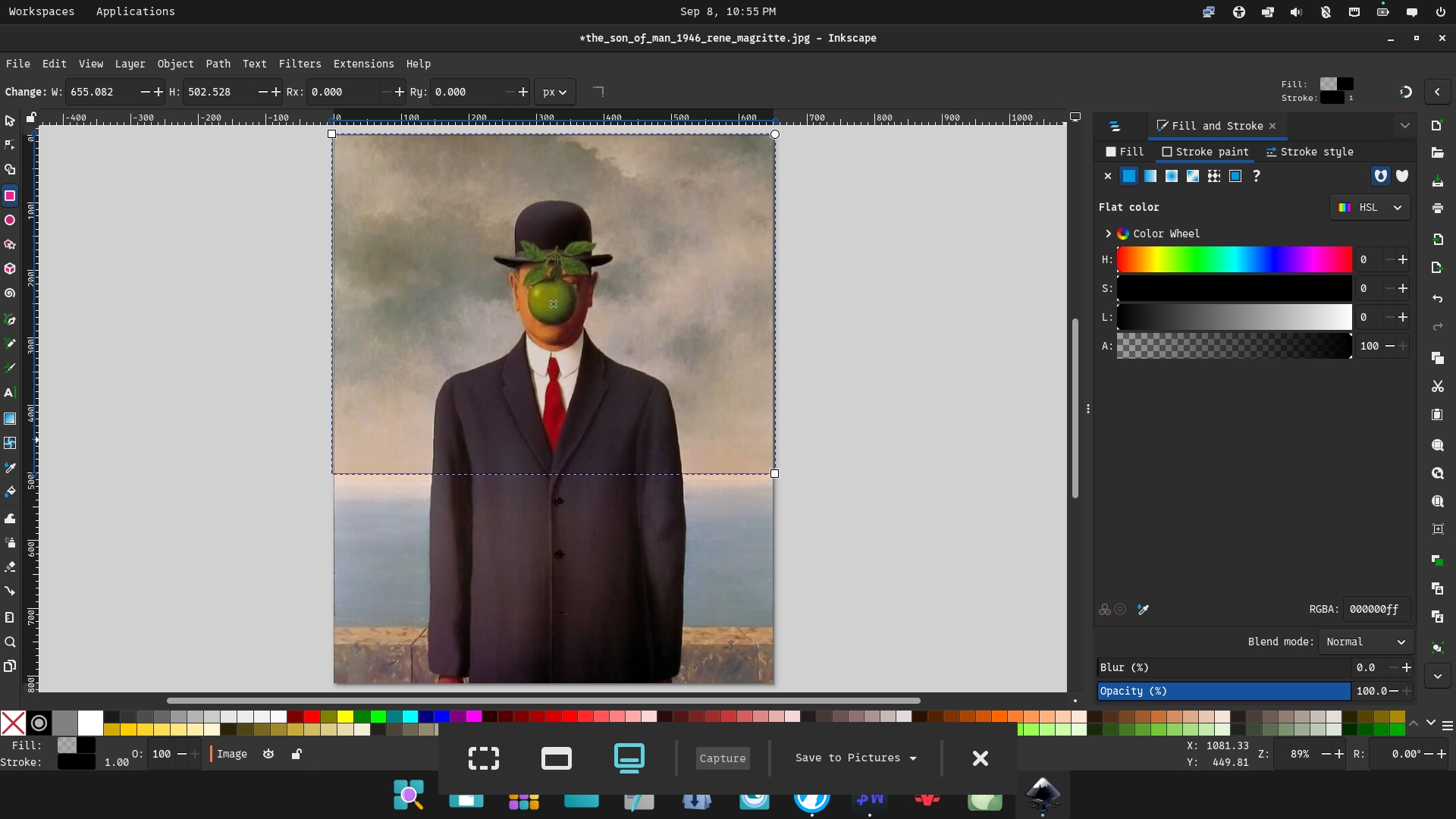 Screenshot showing a version of the black square with a black outline